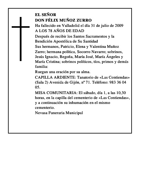 DON FÉLIX MUÑOZ ZURRO