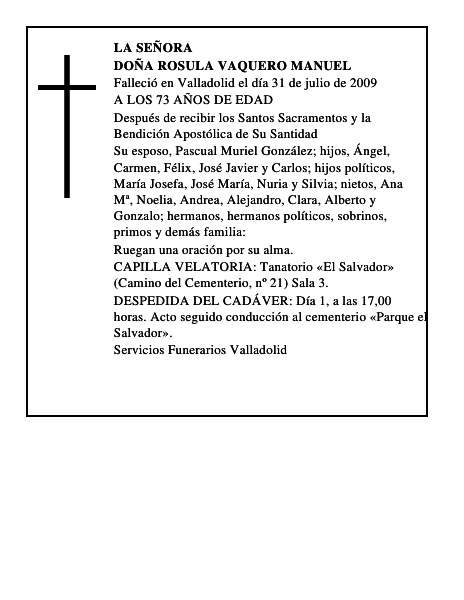 DOÑA ROSULA VAQUERO MANUEL