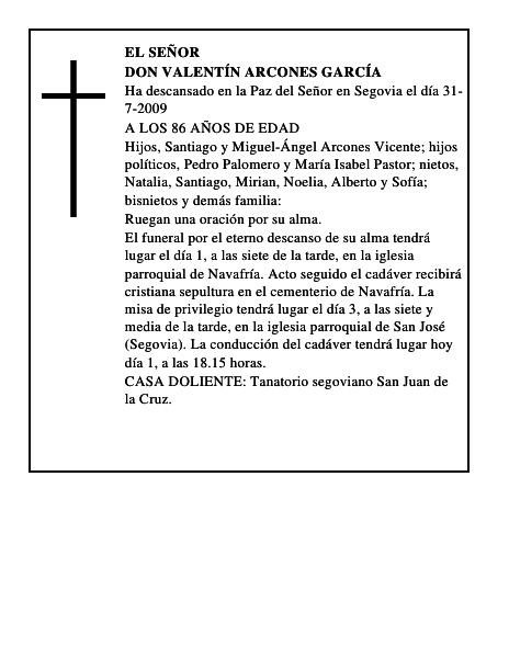 DON VALENTÍN ARCONES GARCÍA