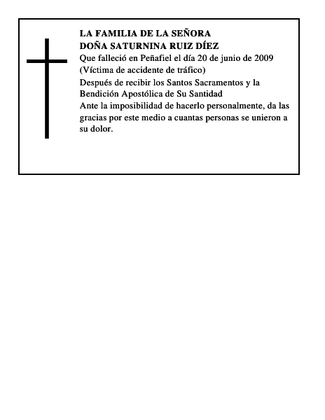 DOÑA SATURNINA RUIZ DÍEZ