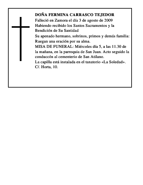 DOÑA FERMINA CARRASCO TEJEDOR