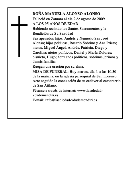 DOÑA MANUELA ALONSO ALONSO