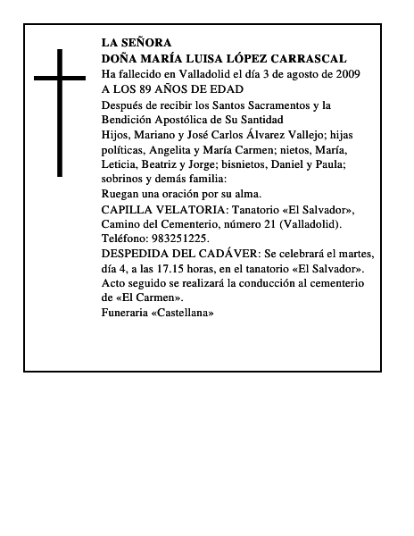 DOÑA MARÍA LUISA LÓPEZ CARRASCAL