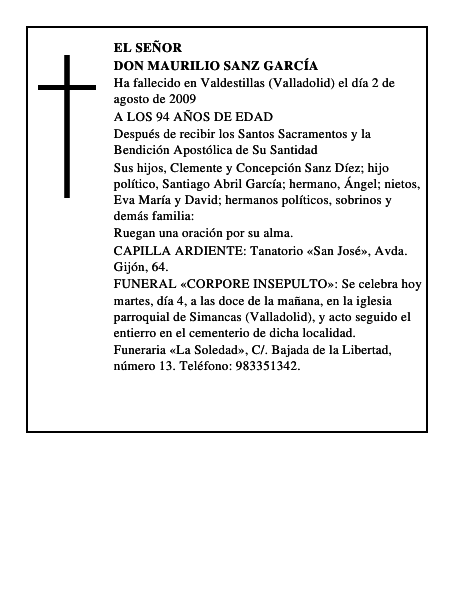 DON MAURILIO SANZ GARCÍA