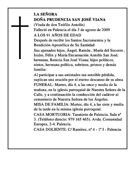 DOÑA PRUDENCIA SAN JOSÉ VIANA