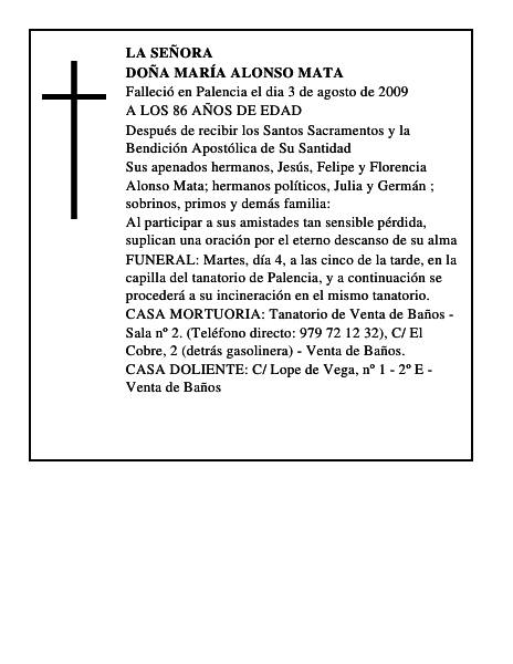 DOÑA MARÍA ALONSO MATA