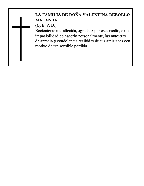 LA FAMILIA DE DOÑA VALENTINA REBOLLO MALANDA