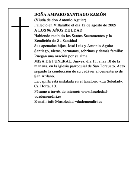 DOÑA AMPARO SANTIAGO RAMÓN