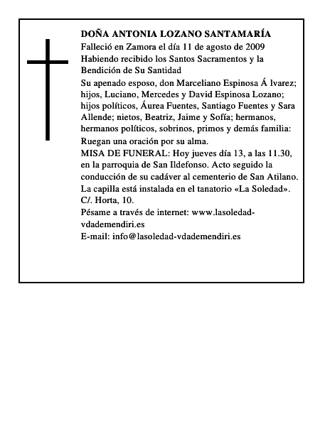 DOÑA ANTONIA LOZANO SANTAMARÍA