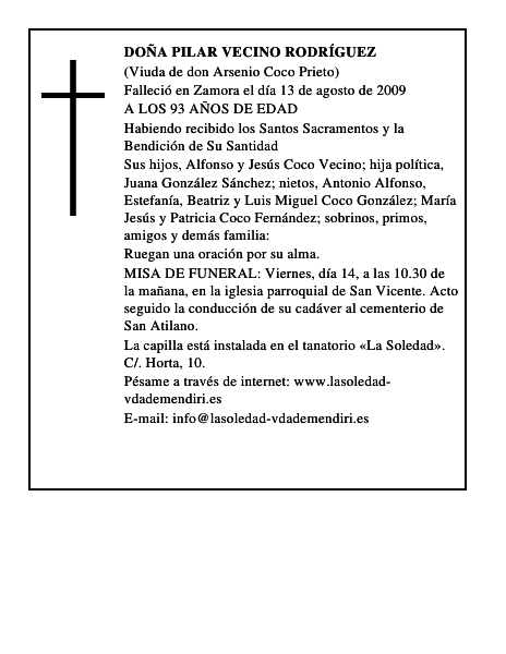 DOÑA PILAR VECINO RODRÍGUEZ