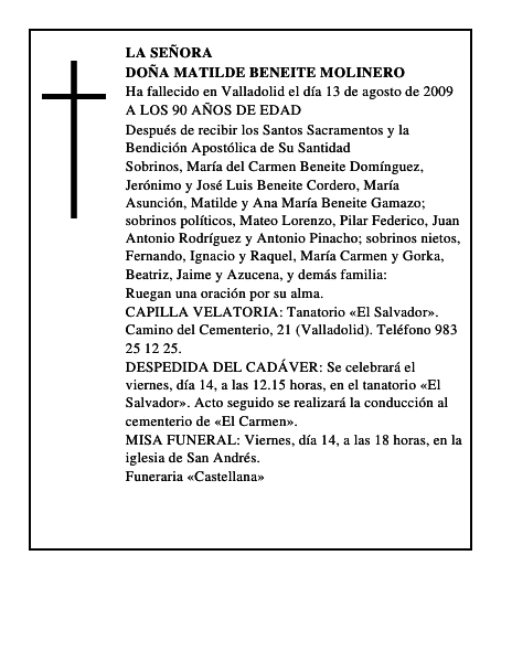 DOÑA MATILDE BENEITE MOLINERO