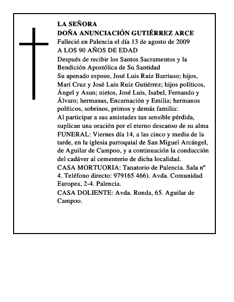 DOÑA ANUNCIACIÓN GUTIÉRREZ ARCE