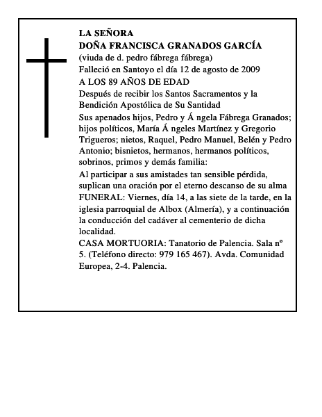 DOÑA FRANCISCA GRANADOS GARCÍA