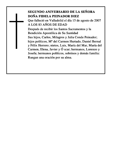 DOÑA FIDELA PEINADOR DIEZ