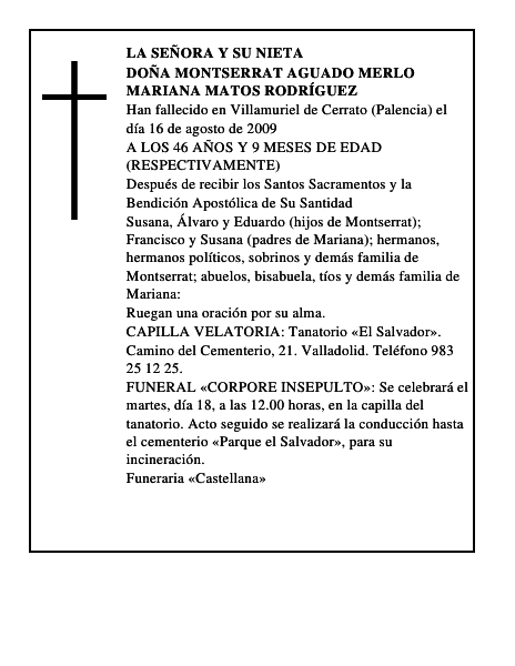 DOÑA MONTSERRAT AGUADO MERLO MARIANA MATOS RODRÍGUEZ