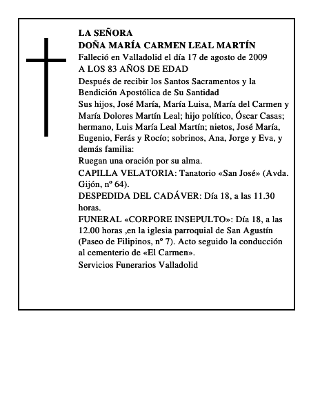 DOÑA MARÍA CARMEN LEAL MARTÍN
