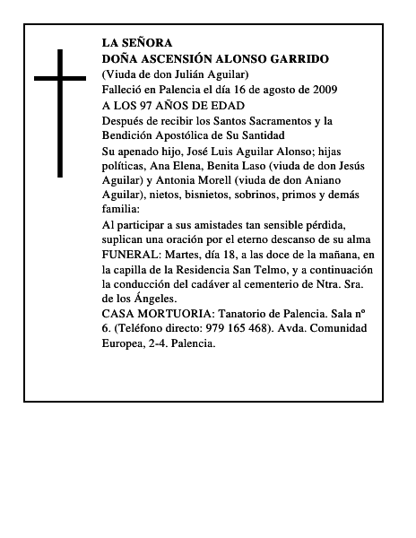 DOÑA ASCENSIÓN ALONSO GARRIDO
