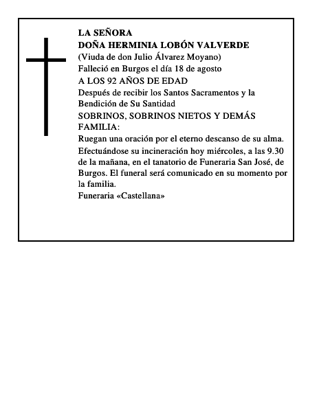 DOÑA HERMINIA LOBÓN VALVERDE