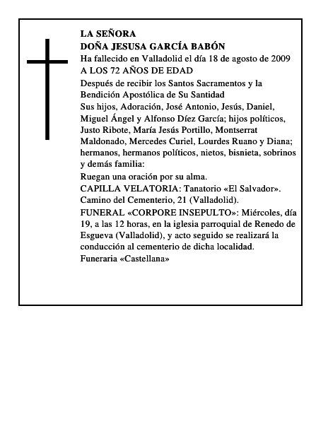DOÑA JESUSA GARCÍA BABÓN
