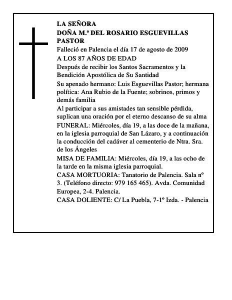 DOÑA M.ª DEL ROSARIO ESGUEVILLAS PASTOR
