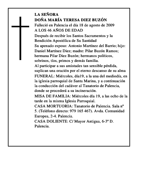 DOÑA MARÍA TERESA DIEZ BUZÓN