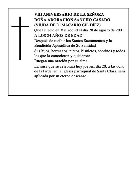 DOÑA ADORACIÓN SANCHO CASADO