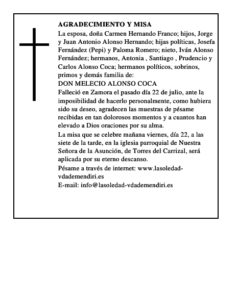 AGRADECIMIENTO Y MISA