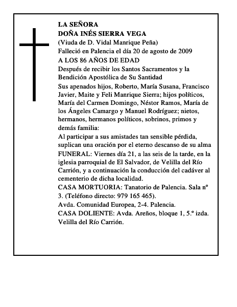 DOÑA INÉS SIERRA VEGA