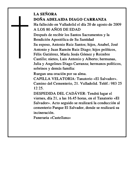 DOÑA ADELAIDA DIAGO CARRANZA