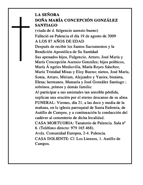 DOÑA MARÍA CONCEPCIÓN GONZÁLEZ SANTIAGO