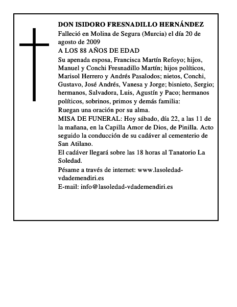 DON ISIDORO FRESNADILLO HERNÁNDEZ