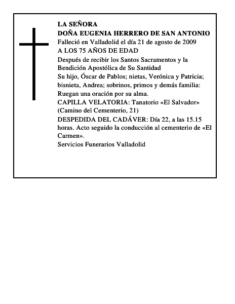 DOÑA EUGENIA HERRERO DE SAN ANTONIO