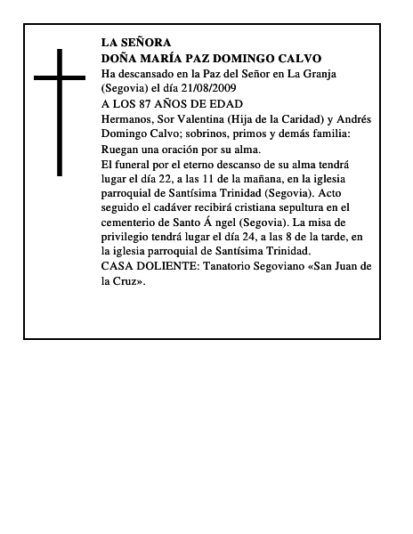 DOÑA MARÍA PAZ DOMINGO CALVO