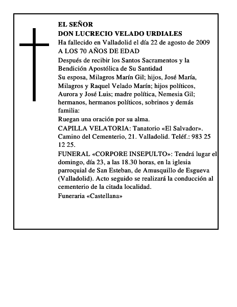DON LUCRECIO VELADO URDIALES