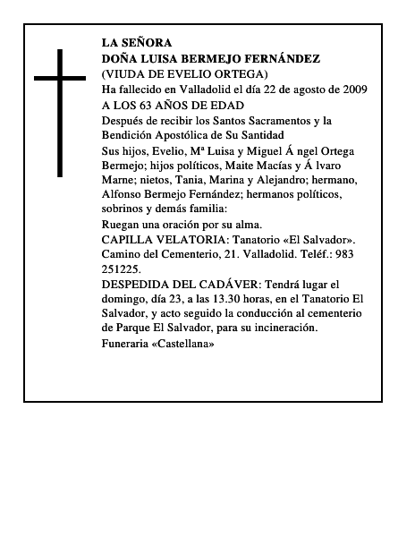 DOÑA LUISA BERMEJO FERNÁNDEZ