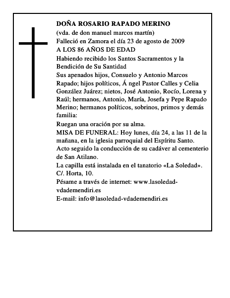 DOÑA ROSARIO RAPADO MERINO