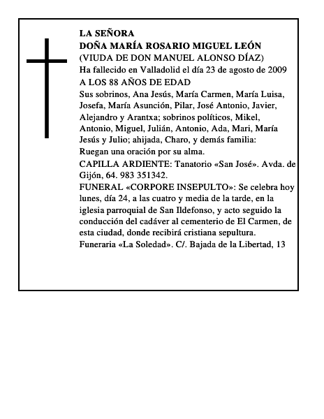 DOÑA MARÍA ROSARIO MIGUEL LEÓN