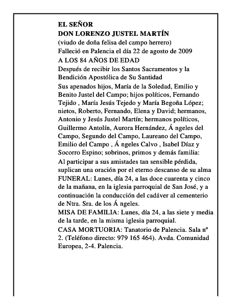 DON LORENZO JUSTEL MARTÍN