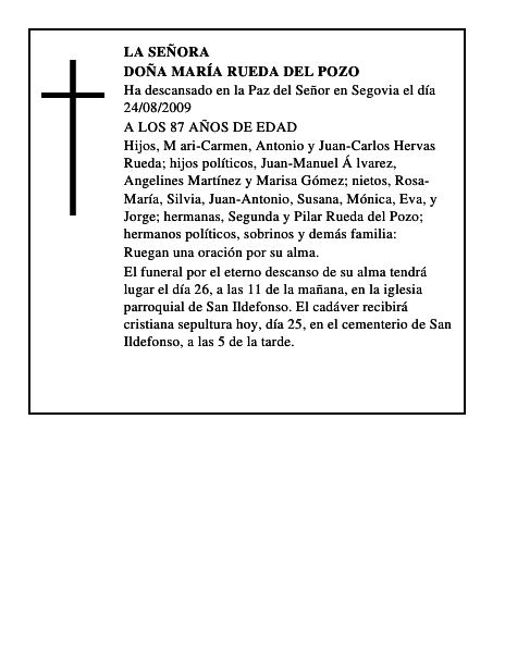 DOÑA MARÍA RUEDA DEL POZO