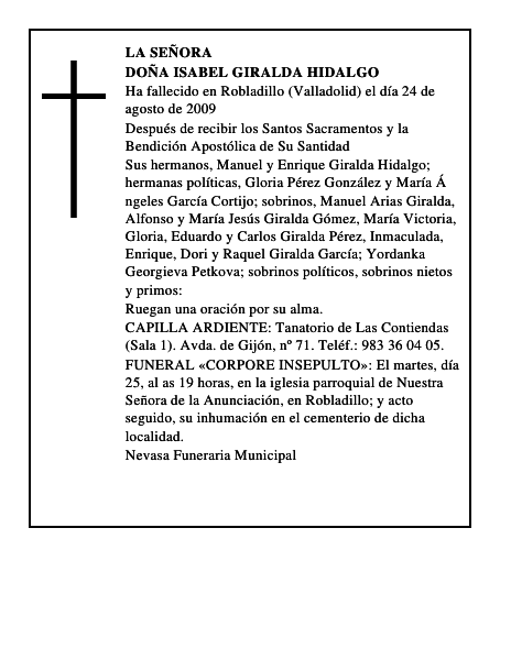 DOÑA ISABEL GIRALDA HIDALGO