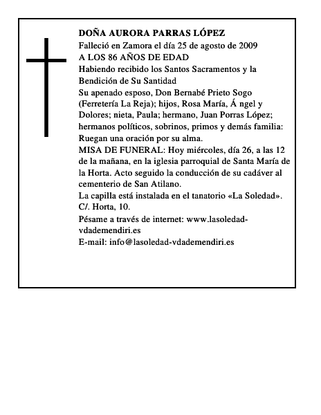 DOÑA AURORA PARRAS LÓPEZ
