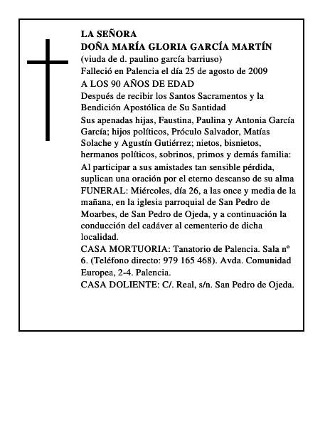 DOÑA MARÍA GLORIA GARCÍA MARTÍN