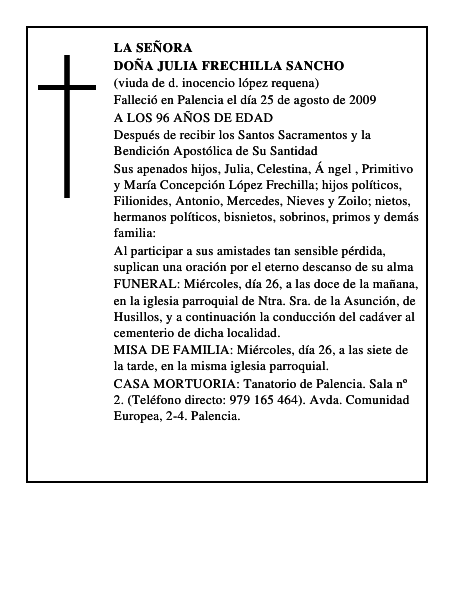 DOÑA JULIA FRECHILLA SANCHO