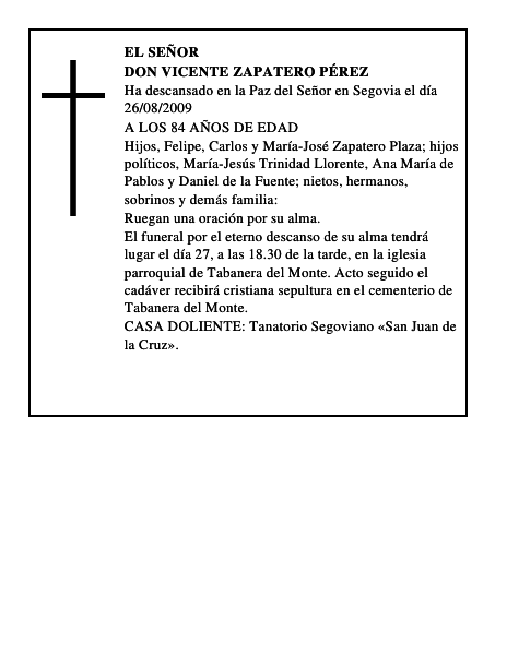 DON VICENTE ZAPATERO PÉREZ