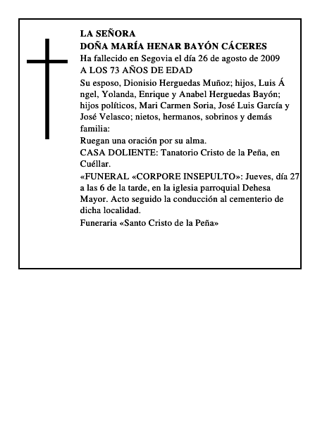 DOÑA MARÍA HENAR BAYÓN CÁCERES