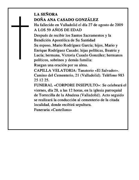 DOÑA ANA CASADO GONZÁLEZ