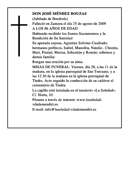 DON JOSÉ MÉNDEZ BOUZAS