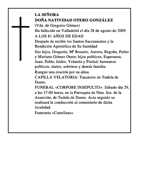 DOÑA NATIVIDAD OTERO GONZÁLEZ
