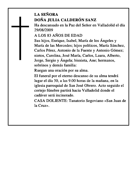 DOÑA JULIA CALDERÓN SANZ