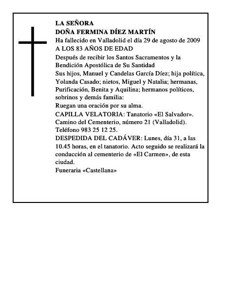 DOÑA FERMINA DÍEZ MARTÍN